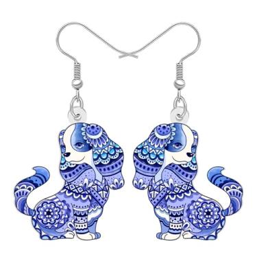 Imagem de DALANE Brincos pendentes fofos de acrílico para mãe de cachorro, cavaleiro, King Charles Spaniel, novidade, design boêmio, mandala, animais de estimação, donos, joias, presentes boêmios para amantes