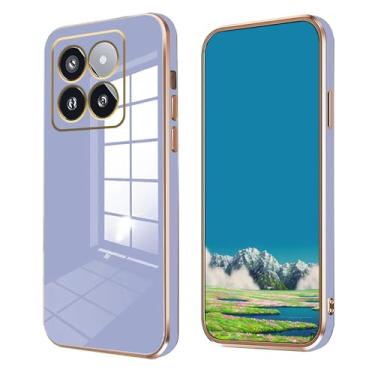 Imagem de Anlalish Compatível com Xiaomi 14T Pro - Capa de Silicone à Prova de Choque - Cinza com Reflexo Galvanizado Brilhante