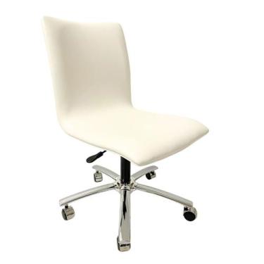 Imagem de Cadeira Escritório Amanda cor Branca base cromada com regulagem de alt