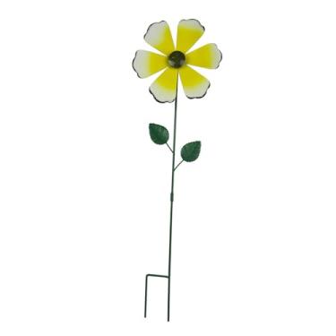 Imagem de IEUDNS Estaca de metal para jardim de flores, enfeite de cata-ventos, decoração de jardim ao ar livre, estaca decorativa para piscina, garagem, Amarelo