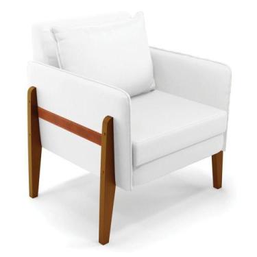 Imagem de Poltrona Lana material sintético Base De Madeira - D'rossi Cor Branco 