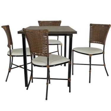 Imagem de 4 Cadeiras Gramado Argila Jantar Mesa Jogo De Jardim - PANERO MÓVEIS
