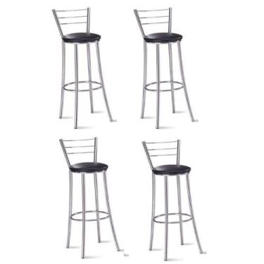 Imagem de Kit 4 Banquetas Para Bancada Cromada Grazi Preto - GAT MAGAZINE