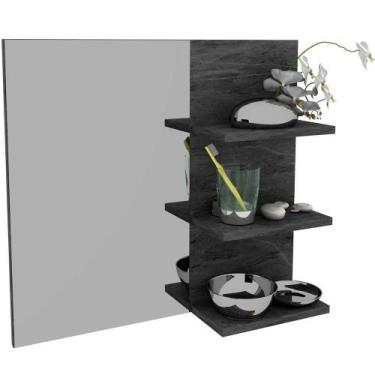 Imagem de Espelheira Para Banheiro 60 Cm 3 Prateleiras Romana Mármore Lunar - TE