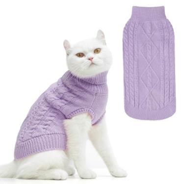 Imagem de PUPTECK Casaco de inverno para gatos – Roupas macias e quentes para clima frio, malha para gatinhos e cães pequenos, uso interno e externo, tricotado clássico para cachorros, gatinhos, meninas