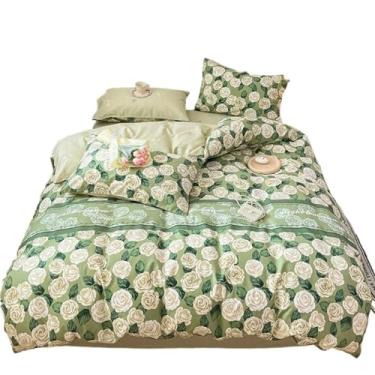 Imagem de ZDJZMGZ Jogo de cama queen de algodão com 4 peças, estampa vintage, macio, confortável, com capa de edredom macio e completo (B)