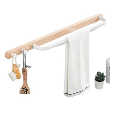 Imagem de Conjuntos de ferragens de banheiro toalheiro suporte de papel barra de toalha gancho prateleira acessórios de banheiro kit branco, barra dupla 50 cm (barra de 55 cm)