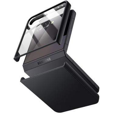 Imagem de JETech Capa para Samsung Galaxy Z Flip 7 2025 com Película de Vidro Temperado Frontal Integrada, Case Capinha Protetora Fina de PC Rígido, À Prova de Choque e Antirriscos (Preto)