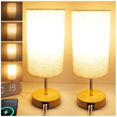 Imagem de Candeeiro de mesa de cabeceira UNIFUN, regulável de 4 vias, USB tipo C