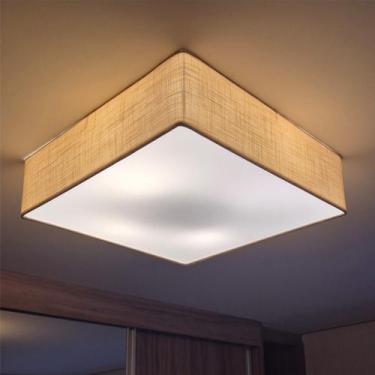 Imagem de Plafon Para Sala de tv Quadrado TV-3051 Cúpula Cor Palha - Vivare