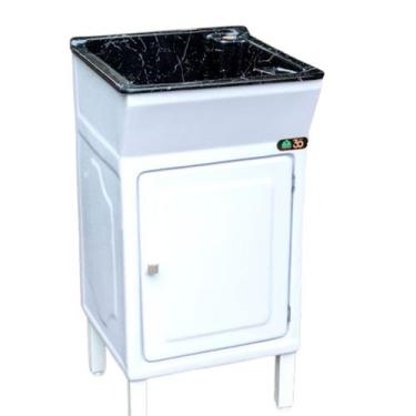 Imagem de Tanque lava roupa fibra 20 lt fixochao viena preto granito - FIBERBLU