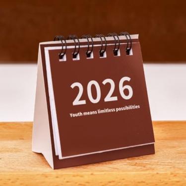 Imagem de 2 peças de mini calendário de mesa, acessórios para planejamento mensal, material escolar de escritório, 2025,6 a 2026,12 (2 peças vermelhas)