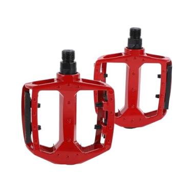 Imagem de REPAIROCK Pedal de bicicleta de liga de alumínio universal para bicicleta pedal plano com tiras refletivas ajuste vermelho 14 mm pedal de bicicleta antiderrapante para bicicletas de estrada BMX MTB 1