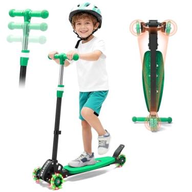Imagem de Patinete infantil: Scooters de 3 rodas leves para crianças de 6 a 12 anos, 3, guidão de altura ajustável, inclinado para dirigir, plataforma antiderrapante alargada, scooter dobrável para meninos e