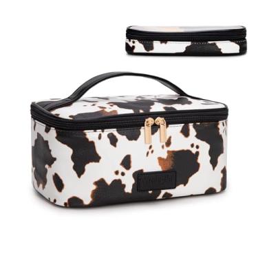 Imagem de Montana West X Wrangler Bolsa de maquiagem de viagem, conjunto de 2 peças, grande bolsa de cosméticos com suporte de pincel de maquiagem, portátil, organizador de maquiagem, bolsa de higiene pessoal