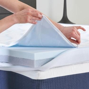 Imagem de Pluto Cobertura de colchão dupla face refrescante de 7,5 cm | Queen Luxury Memory Foam Colchão | Capa reversível fresca e aconchegante | Alívio de pressão (espuma feita nos EUA)