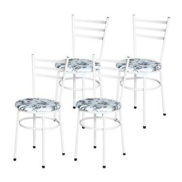 Imagem de Conjunto 4 Cadeiras Epoxi Branca Para Cozinha Assento Estampado - Laum