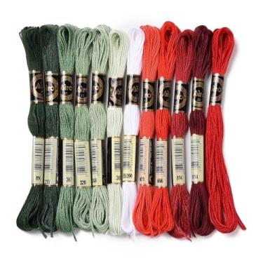 Imagem de Pulseira da amizade, 12 novelos, fio de bordado, ponto cruz, fio dental, fio dental, série de cores natalinas