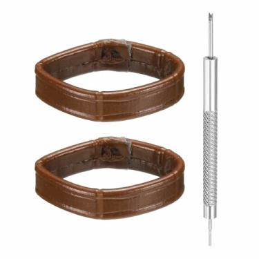 Imagem de HARFINGTON 2 peças de pulseiras de couro para relógio de 20 mm de substituição, suporte de pulseira de relógio, retentor de pulseira de relógio de pulso, anéis de fixação, marrom