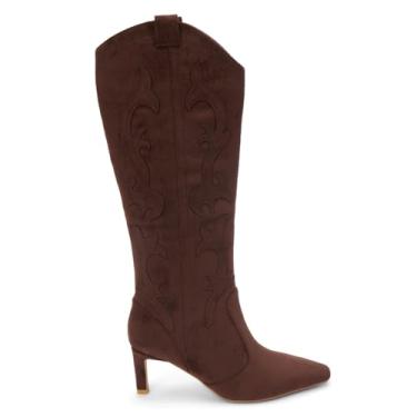Imagem de Coconuts by Matisse Botas femininas Abrams bordadas bico fino sem cadarço acima do joelho salto médio 5 a 7,6 cm - preta, Marrom, 35