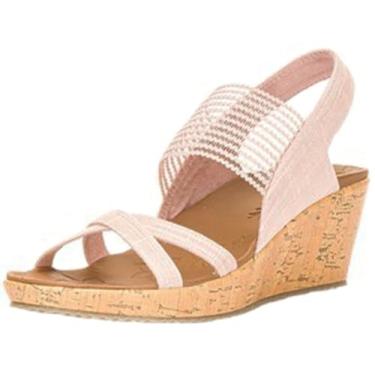 Imagem de Skechers Beverlee - Sandália anabela alta de chá, rosa, 10