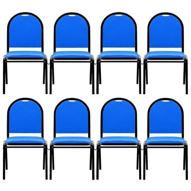 Imagem de Kit 8 Cadeiras Hoteleiras Auditório Empilhável Sintético M23 Azul - Mpozenato