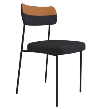 Imagem de Cadeira Estofada Milli Corano/linho A14 Caramelo/grafite - Mpozenato