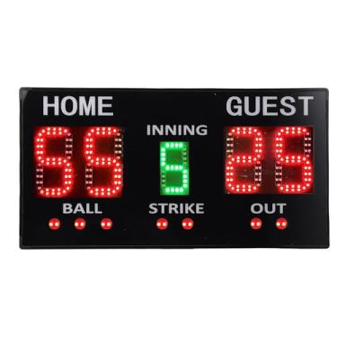 Imagem de Garosa Placar de Softball, Placar de Beisebol Portátil LED de 5 Dígitos Com Controle Remoto, Visibilidade de 150 Pés, 5 Níveis de Brilho, Marcador de Pontuação e Cronômetro de Contagem Regressiva