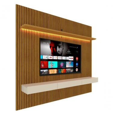 Imagem de Home Suspenso Requinte 2.2 Ripado Com Led Naturale Com Off White - Gelius Móveis