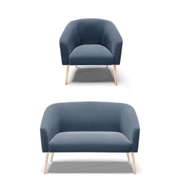 Imagem de Kit 01 Namoradeira 02 Lugares E 01 Poltrona Azul Marinho