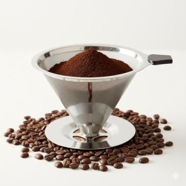 Imagem de Coador de Café 103 Inox Reutilizável – Filtro Aço Inoxidável Premium, Sem Papel, Malha Fina Dupla, Para Café Coado Manual e Cafeteiras