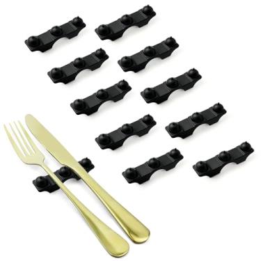 Imagem de Suporte de hashi de silicone, livre de BPA, descanso de pauzinhos de cozinha para garfos, colheres, facas, pauzinhos, uso doméstico e em restaurante (10, preto)