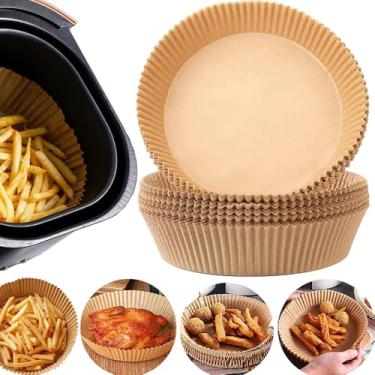 Imagem de Forro de papel descartável Air Fryer, 100 peças, forros descartáveis antiaderentes, papel de cozimento para fritadeira a ar, à prova de óleo, à prova de água, grau alimentício para assar no