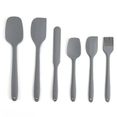 Imagem de neheewin Espátula de utensílios de cozinha – Conjunto de 6 espátulas de silicone resistentes ao calor, utensílios de cozinha, espátulas de borracha de grau alimentício para utensílios de cozinha