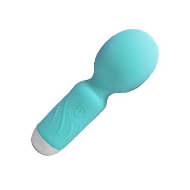 Imagem de Mini Varinha Mágica Silicone, 10 Modos de Vibração, Recarregável USB, Azul Turquesa, 11,5 cm, Resistente à Água, Design Ergonômico