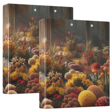Imagem de Pasta de jardim de flores de outono, 3 anéis redondos, organizador de fichário de 2,5 cm para tamanho carta (21,6 cm x 28 cm), 1 pacote