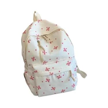 Imagem de Mochila Divertida Com Estampa De Laço, Grande Capacidade, Vários Bolso