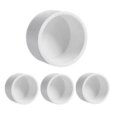 Imagem de LESSO 4 peças tampa de extremidade de PVC de 3,5 cm, grau de montagem de tubos, adaptador de plugue de tubo de PVC de 3,8 cm para montagem de móveis, prateleira de jardim DIY, SCH40 branco
