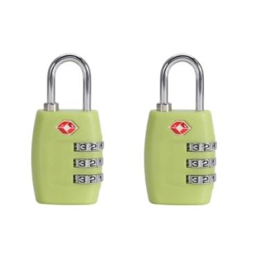 Imagem de Chiffonade Pacote com 2 fechaduras de bagagem combinadas - Cadeados de segurança sem chave de 3 dígitos para malas, mochilas e armários de academia (6,3 x 3,1 x 1,3 cm), Verde, Palavra-passe