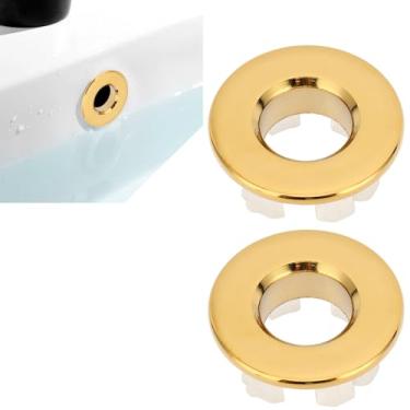Imagem de AUNMAS Anel de Transbordamento de Pia, 2 Peças, Tampa Redonda de Cobre para Guarnição de Vaidade, Substituição de Buraco para Casa, Banheiro e Cozinha