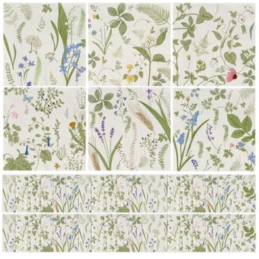 Imagem de Frienda Guardanapo de coquetel de flores silvestres 12 peças de pano de linho de flores silvestres reutilizáveis guardanapos de tecido macio lavável toalha de jantar quadrada para chá de panela