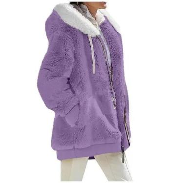 Imagem de Jaqueta Feminina De Cashmere Com Capuz, Moda Casual De Outono Inverno,