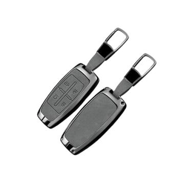 Imagem de Capa de couro para chave de carro, bolsa protetora compatível com hyundai genesis g80 gv70 gv80 gv90 2019 2020 2021 2022, acessórios automotivos(B-grey keychain)