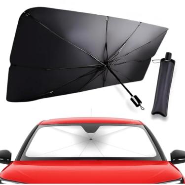 Imagem de Guarda-Sol para Carro Retrátil, Protetor Solar UV com Isolamento Térmico, Protetor Térmico preto para carro, Quebra-Sol Portátil,Redução de Calor, Proteção do Painel,Dobrável, Universal Para-brisa