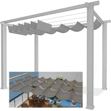 Imagem de Lijinbo Sun Shade Sail Substituição Shade Cover Rectangular Wave Sun Shade Sail Uv-blocking Outdoor Canopy Tecido Pano Toldo Para Pergola Pátio Jardim Quintal, Grey, 0.8x3m