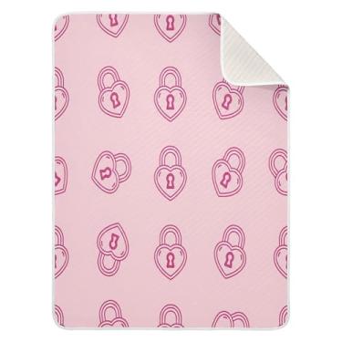 Imagem de Wassud Cobertor de bebê com cadeado em forma de coração para meninos e meninas, macio para bebês e recém-nascidos, cobertor aconchegante de algodão essencial para berçário, viagem, berço, carrinho 76