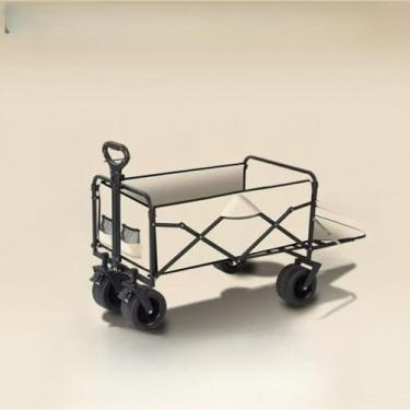 Imagem de Carrinho Multiuso Dobrável Até 300kg - Ideal para Camping, Pesca e Compras, Resistente e Compacto para Transporte de Carga(Branco/Verde 10 polegadas)