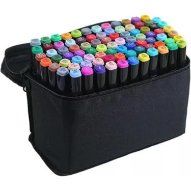 Imagem de Canetas Marcadoras Profissionais Ponta Dupla para Colorir e Desenho – Conjunto com 24 a 120 Cores Vivas, Secagem Rápida, Tampas Codificadas, Estojo Portátil para Artistas e Estudantes (80 cores)