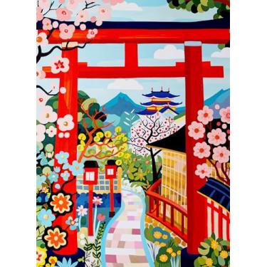 Imagem de Lucky Puzzles – Spring Gates of Kyoto – 1000 Piece Jigsaw Puzzle for Adults | Beautiful Folk Art Puzzle of Japan’s Torii Gates and Cherry Blossoms | Premium Puzzles for Adults 1000 Pieces