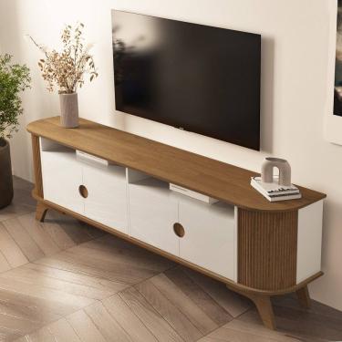 Imagem de Rack para TV Até 86 Polegadas Vivaldi 4 Portas Cinamomo/Off White - Artely Moveis